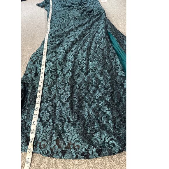 NWT Oleg Cassini Formal Dress Full Length Lace Glitter Green Size 18W - Picture 9 of 10